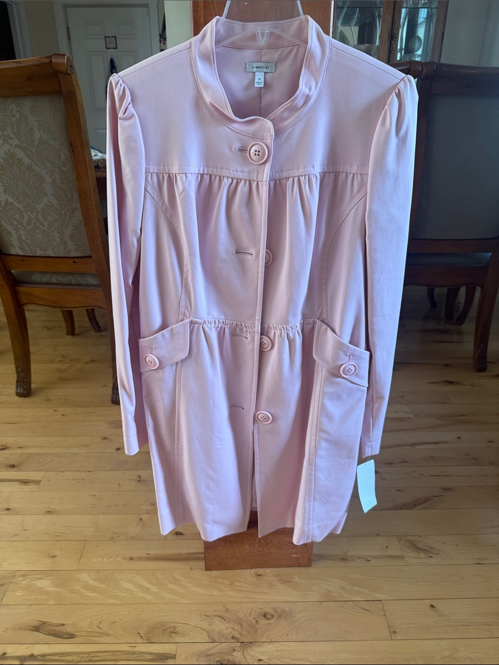 St. John Light Pink Button-Front Longline Trench Coat